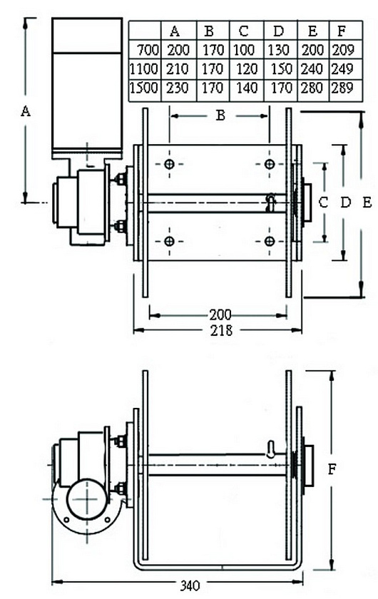 Лебедка якорная South Pacific DW700 барабанная 12В, для лодок длиной до 6 м (15-20 футов)