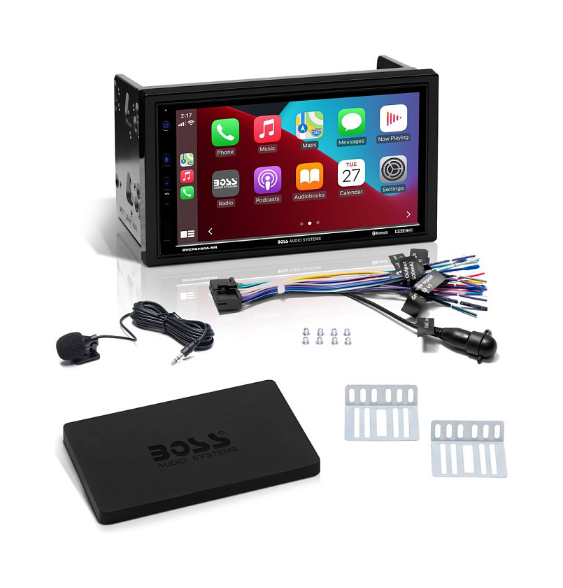 Магнитола универсальная BOSS Audio BVCP9700A-MR с 7" экраном, Apple CarPlay, Android Auto и защитной крышкой