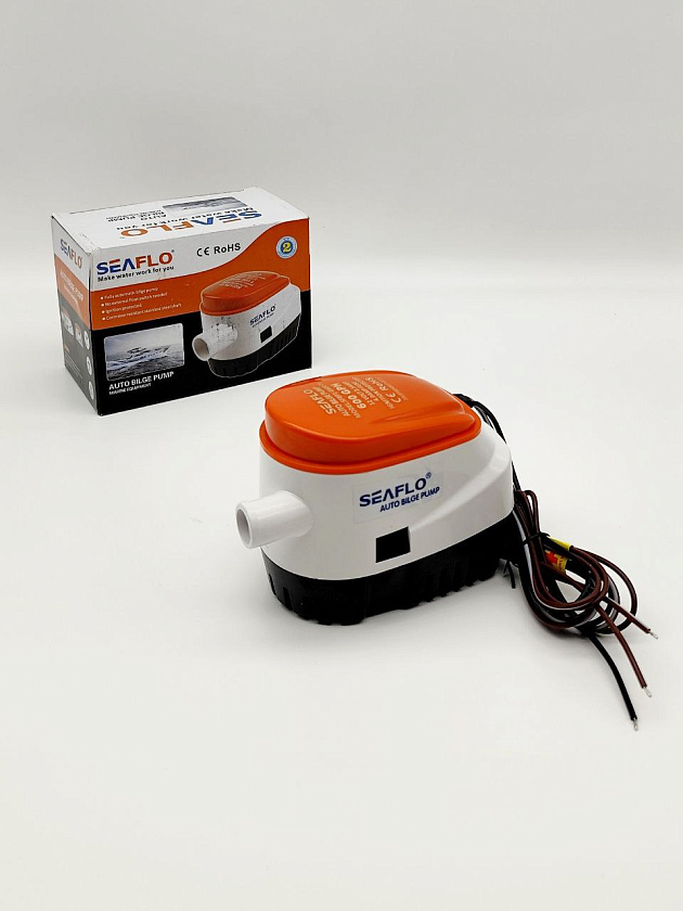 Автоматическая осушительная помпа SeaFlo 12 вольт, 600GPH (2271 л/час), для лодки (насос 12 В осушительный для откачки воды на судне / помпа водооткачивающая трюмная)