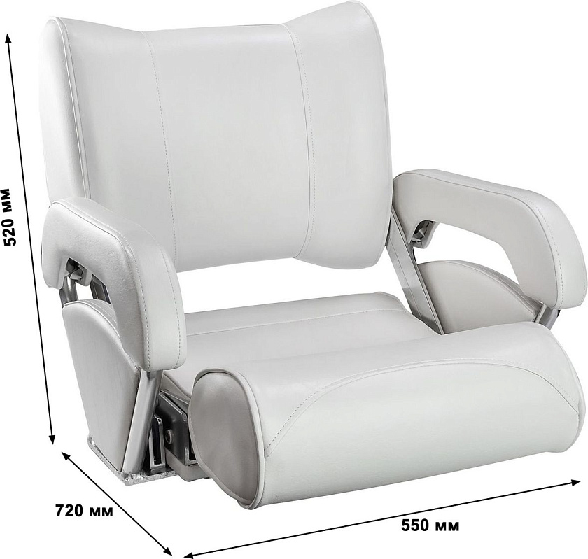 Кресло для лодки Twin 46 Flip Up с перекидной спинкой и болстером, обивка белый винил