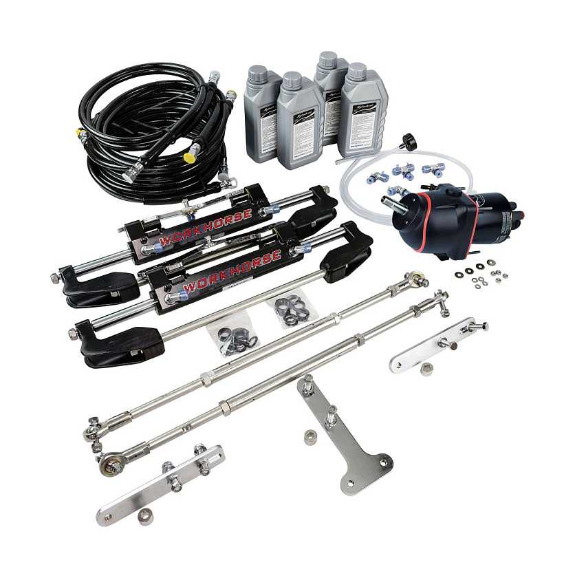 Гидравлическое рулевое управление Sea First MO-700HT TBE (635-800 мм) 30 см³ с регулируемым наклоном руля для 3-х подвесных моторов общей мощностью до 900 л.с.