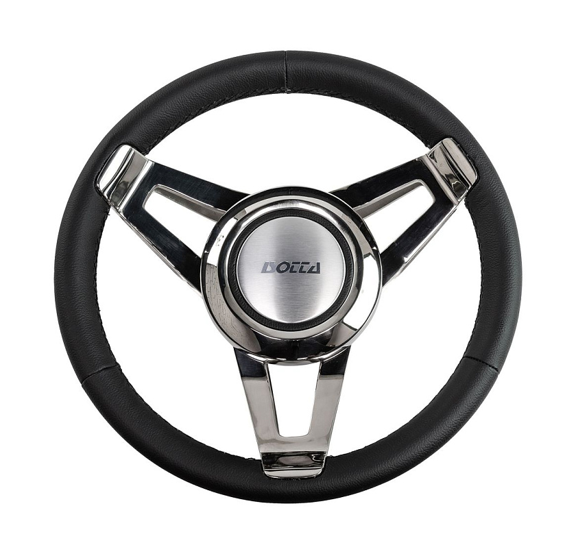 Руль для лодки Isotta PACHU (Италия) диаметр 350 мм, обод натуральная кожа, спицы нержавеющая сталь