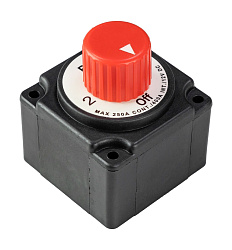 Выключатель массы ААА (Тайвань) для 2-х аккумуляторных батарей 12 / 24 В, OFF-1-BOTH-2 (2 АКБ) 250А (механический поворотный размыкатель ключ массы аккумулятора)   