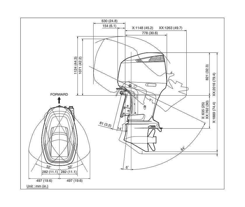 Лодочный мотор 4-х тактный Suzuki DF300APXX, мощность 300 л.с., цвет черный
