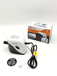 Помпа автоматическая 12 вольт SeaFlo 600 GPH (2271 л/час) электрическая для откачки воды трюмная осушительная, для лодки / катера / яхты водооткачивающая, насос 12 В водяной, цв. черный   