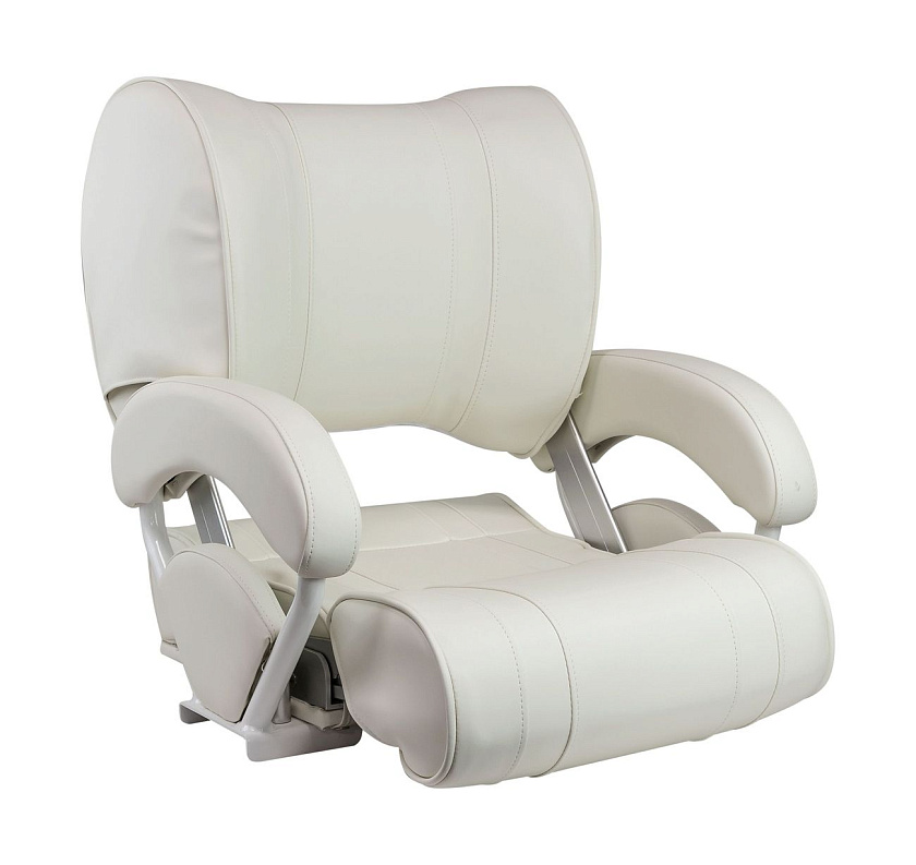 Кресло для лодки с перекидной спинкой и болстером, обивка белый винил