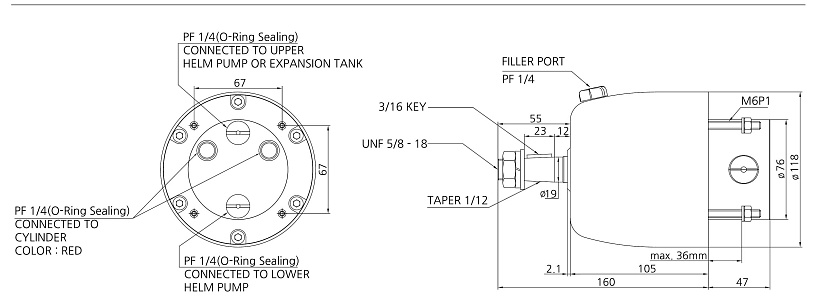 Гидравлическое рулевое управление Sea First MO-700НT 25 см³ для 2-х лодочных моторов общей мощностью до 700 л.с.