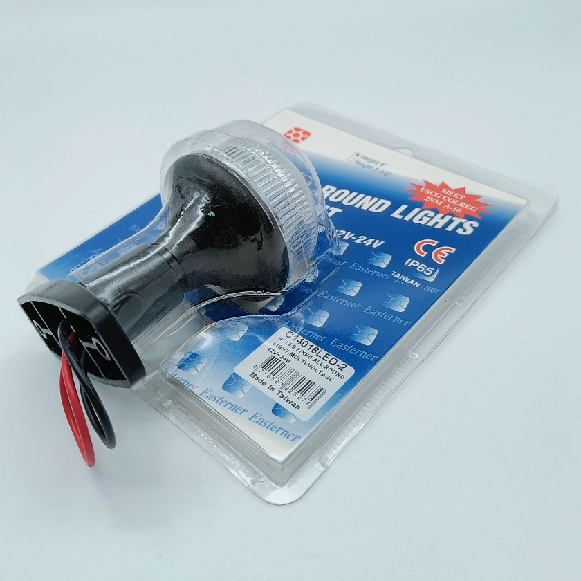 Светодиодный топовый огонь Easterner 12 / 24В клотиковый LED на стойке 110 мм для лодки, катера, судна (круговой, стояночный, якорный) влагозащищенный