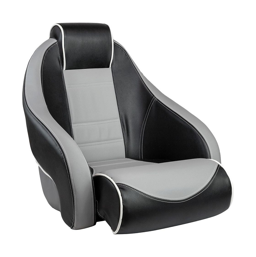 Кресло для лодки Stingray с болстером, обивка винил, цвет черно-серый