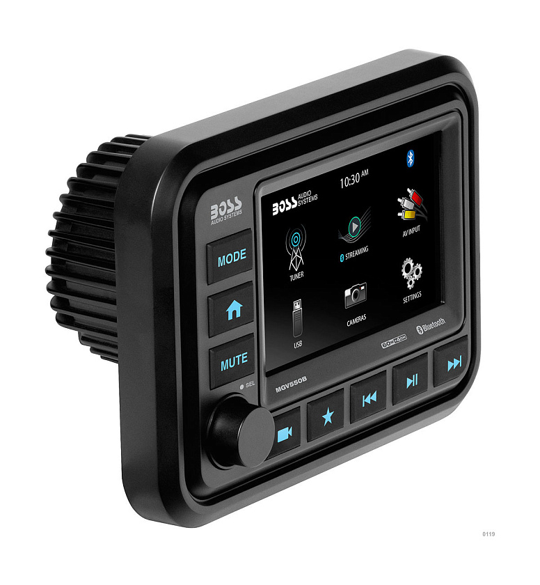 Морская магнитола BOSS Audio MGV550B с 5" сенсорным экраном, Bluetooth и видеовходами (влагозащита IPX6)