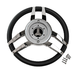 Руль для лодки Isotta CARLOTTA (Италия) диаметр 350 мм, обод натуральная кожа, спицы нержавеющая сталь   