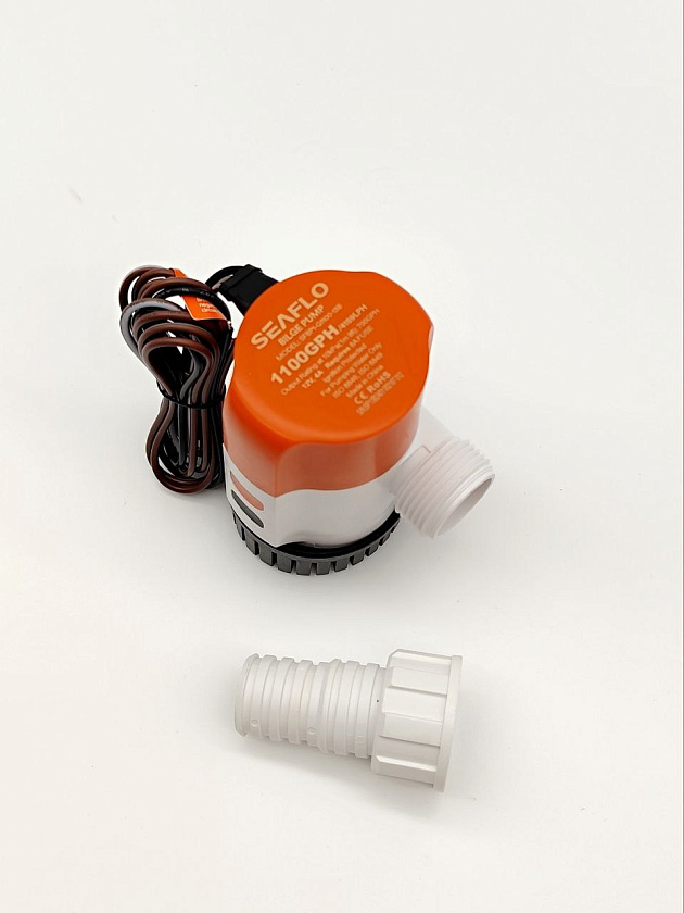 Автоматическая трюмная помпа SeaFlo 12 вольт, 1100GPH (4163,5 л/час, до 4 м) для лодки /катера / яхты водооткачивающая, насос водяной трюмный электрический 12 В осушительный для откачки воды на судне
