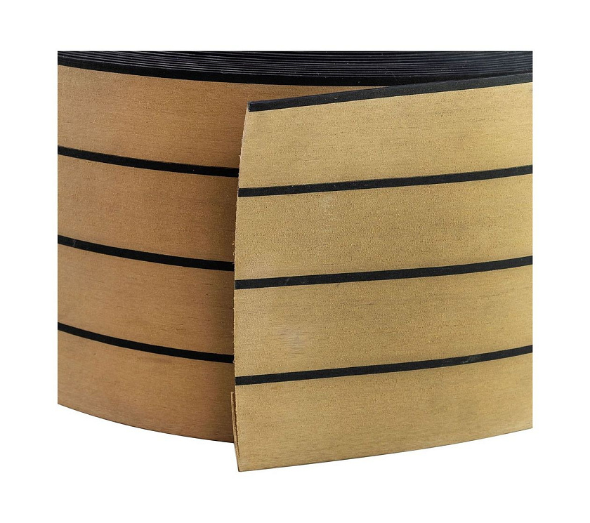 Искусственное палубное покрытие 200 x 5 мм, тик классический с черной полосой, Marine Rocket