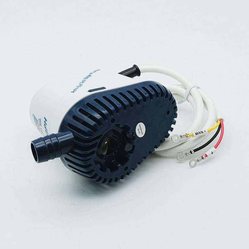 Автоматическая трюмная помпа TMC 24 вольта, 500GPH (1892.5 л/ч, до 2.5 м) для лодки /катера / яхты водооткачивающая, насос водяной трюмный электрический 24В осушительный для откачки воды на судне