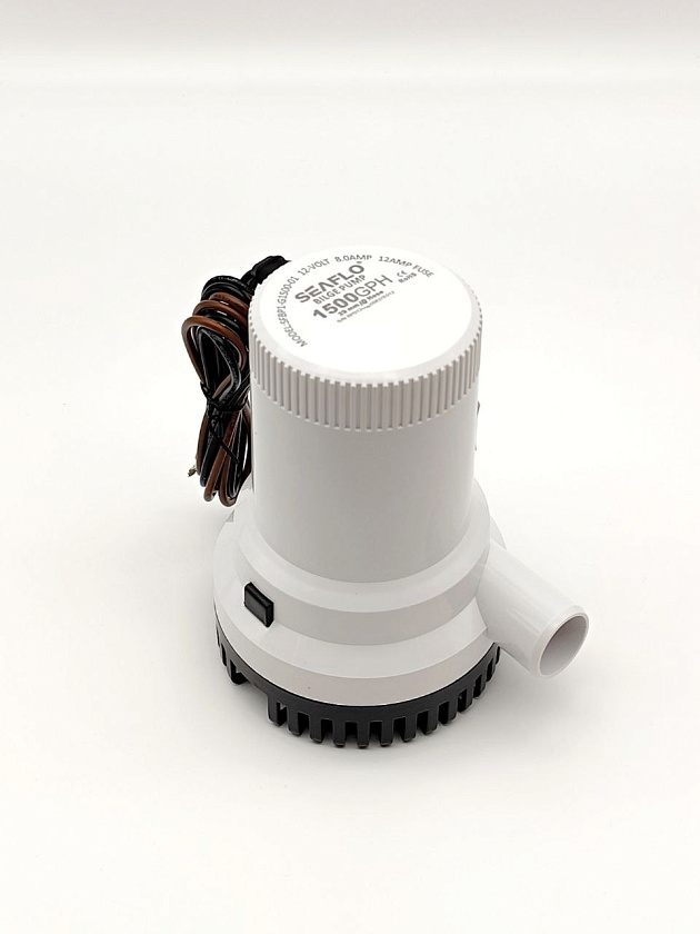 Осушительная помпа SeaFlo 12 вольт, 1500GPH (5677,5 л/час, высота 3,5 м), для лодки (насос 12 В осушительный для откачки воды на судне / помпа водооткачивающая трюмная)