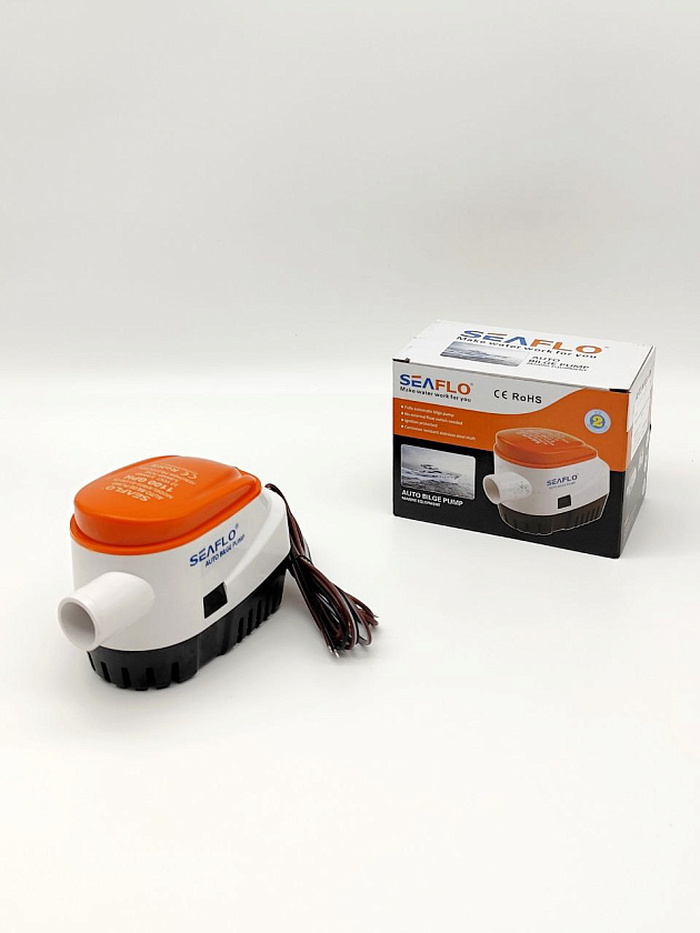 Автоматическая осушительная помпа SeaFlo 12 вольт, 1100GPH (4163,5 л/час), для лодки (насос 12 В осушительный для откачки воды на судне / помпа водооткачивающая трюмная)