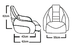 Кресло для лодки Stingray с болстером, обивка винил, цвет черно-серый   