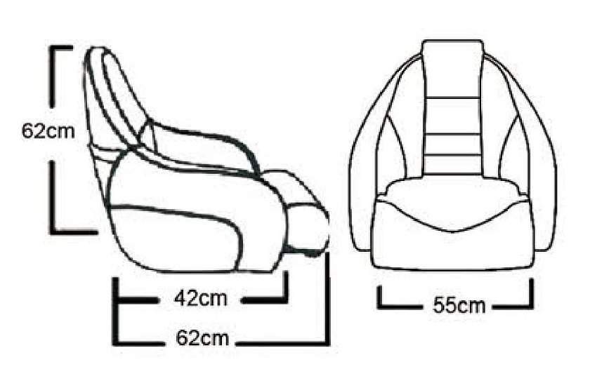 Кресло для лодки Stingray с болстером, обивка винил, цвет черно-серый