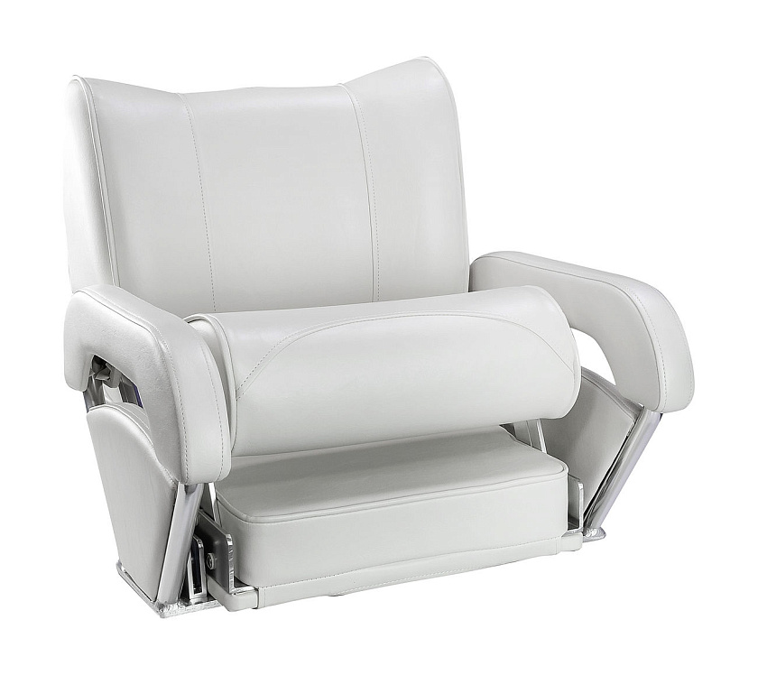 Кресло для лодки Twin 46 Flip Up с перекидной спинкой и болстером, обивка белый винил