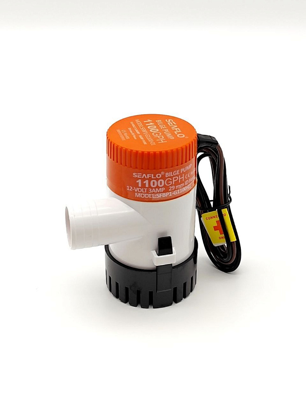 Осушительная помпа SeaFlo 12 вольт, 1100GPH (4163,5 л/час, высота 4 м), для лодки (насос 12 В осушительный для откачки воды на судне / помпа водооткачивающая трюмная)