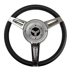 Руль для лодки Isotta DIAMA (Италия) диаметр 350 мм, обод натуральная кожа, спицы нержавеющая сталь   