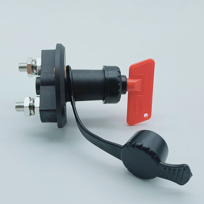 Выключатель массы SeaFlo со съемным ключом, для аккумуляторной батареи (АКБ), 125А, 12 / 24 В (поворотный размыкатель OFF / ON ключ массы аккумулятора для лодки, автомобиля и др. техники)